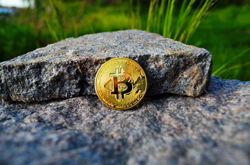 Coin on granite stone