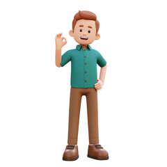 Obraz premium 3d male character give ok sign