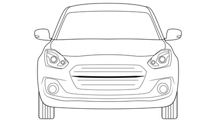 mini hatch back car outline vector illustration