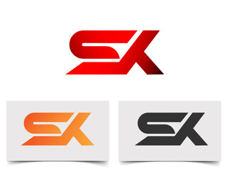 SK letter logo design. SK logo. S letter. K logo. Lettering design. Premium. vector