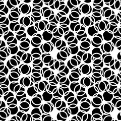 Crossed circles pattern. Circular figures seamless ornament. Geometric motif. Rounds background. Circle shapes wallpaper. Geometrical backdrop. Digital paper, textile print, abstract. Vector work