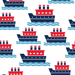 Colorful Ship Seamless Background Pattern