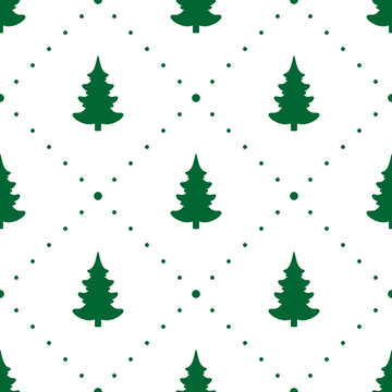 Seamless vector. Fir-tree background. New Year motif. Christmas tree ornament. Holidays wallpaper. Winter pine trees illustration. Xmas image. Pines pattern. Floral backdrop. Textile print.