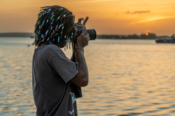 Obraz premium Fotografo atardecer