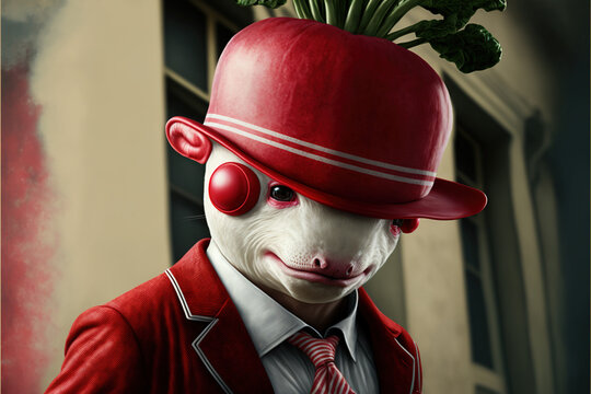 portrait of a  moouse clown with hat