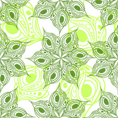 seamless pattern of abstract olive green graphic elements on white background, texture, design