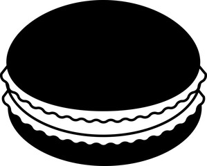 Macaron Dessert Icon Element illustration Semi-Solid Black and White