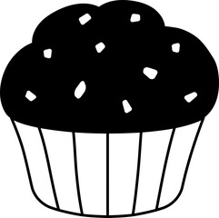 Muffin Chocolate chip Dessert Icon Element illustration Semi-Solid Black and White