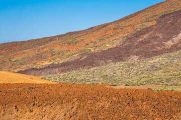 Lava fields on a slope of the El Teide volcano, El Teide National Park, UNESCO World Heritage Site, Tenerife, Spain
