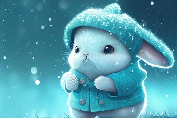 Obraz na płótnie Canvas White rabbit with a christmas. AI generated art illustration.