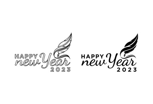 Happy New Year 2023, typography design, black New Year vector design, Design template Celebration, vector illustration