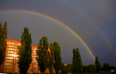 rainbow in the Ukraine city - 556161920