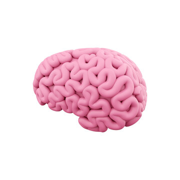 3d render minimal pink brain, thinking comic speech bubble. 3d rendering brain cartoon icon.