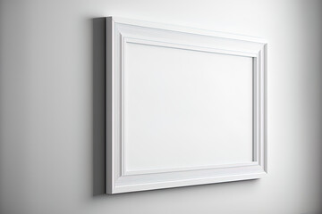 a horizontal white picture frame hanging on a wall. Generative AI