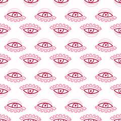 Seamless colorful modern background with eye symbol. Decorative vector texture for surface design.