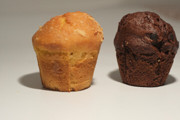 chocolate muffin on white