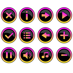 colorful buttons for game. vector media icons set. Illustrations are icons or symbols used in business. Internet icon Can be used in various media.
