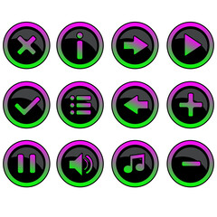 colorful buttons for game. vector media icons set. Illustrations are icons or symbols used in business. Internet icon Can be used in various media.
