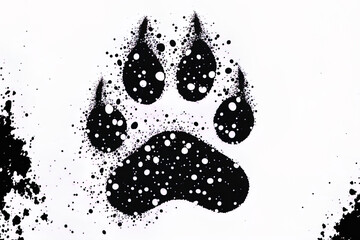 animal prints cat with a dog icon. pet's footprint. Puppy's foot isolated on a white backdrop. Paw in black silhouette. adorable paw print form. Pets on walks for design. Animal foot prints. Trace str