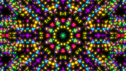 Colorful dot lights kaleidoscope pattern background