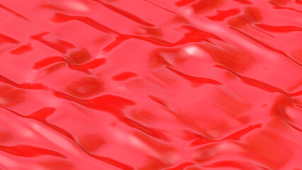 Glossy Molten Red Plastic Liquid Surface Background 3D Rendering