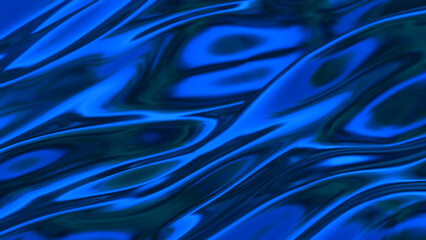 Distorted blue metal liquid wave background 3d rendering