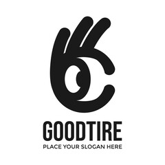 Good tire vector logo template. This design use hand and negative space style. Suitable for car business.