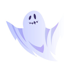 Spooky White Ghost or Spirit of Dead Flying Vector Illustration