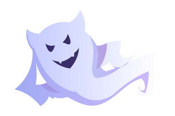 Spooky White Ghost or Spirit of Dead Flying Vector Illustration