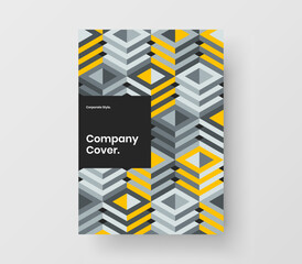 Amazing mosaic tiles company identity template. Modern pamphlet A4 design vector layout.