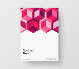 Amazing pamphlet design vector layout. Isolated mosaic hexagons company brochure concept.