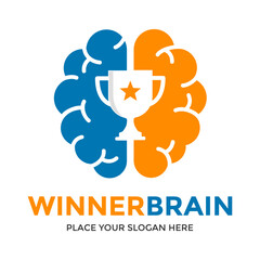 Winner brain vector logo template. This design use trophy symbol. Suitable for education or competition.