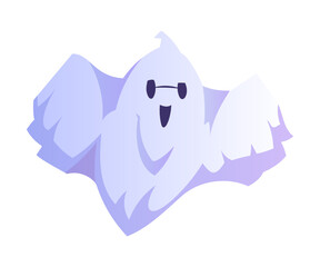 Spooky White Ghost or Spirit of Dead Flying Vector Illustration