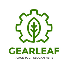 Gear Leaf Technology Vector Logo Template. Design suitable for industrial and ecology.