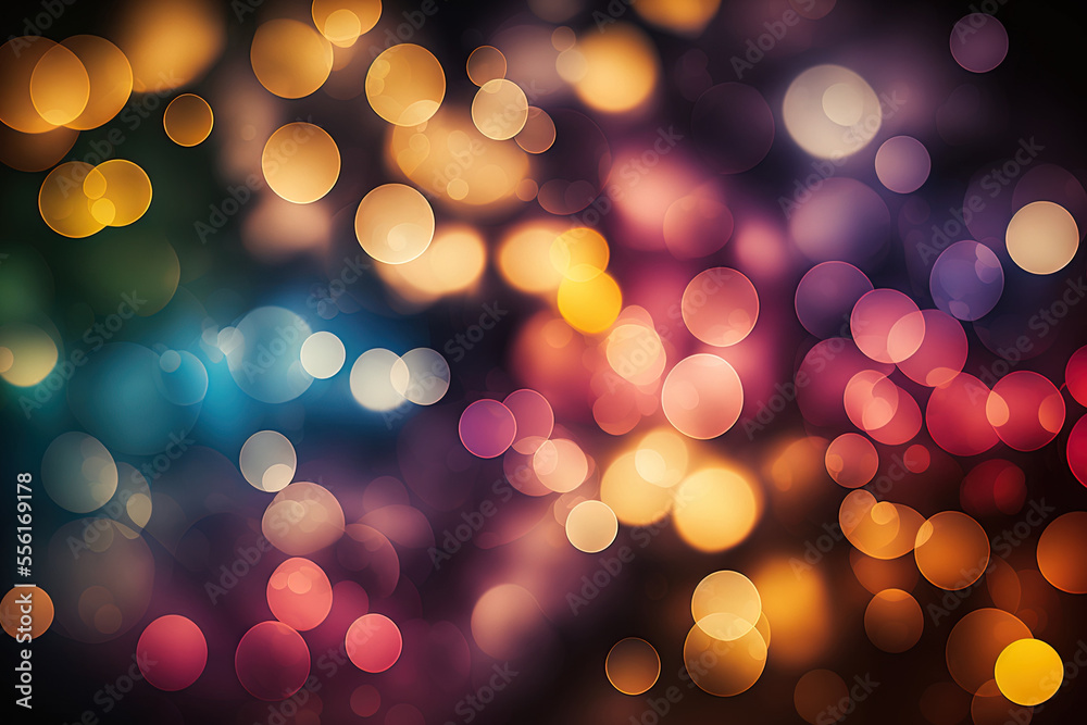 Wall mural abstract backdrop with bokeh lights in different colors. generative ai
