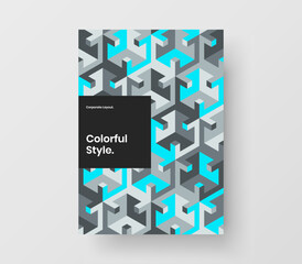 Bright booklet vector design concept. Minimalistic mosaic tiles book cover layout.