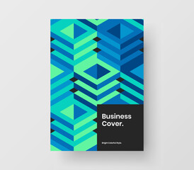 Multicolored geometric pattern pamphlet layout. Fresh placard A4 design vector concept.