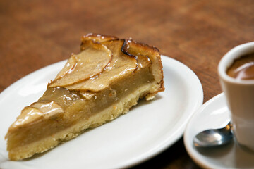 Piece of apple pie on plate