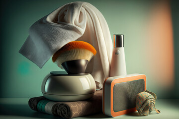 towels and equipment for beauty treatments. Generative AI