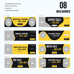 Multipurpose web banner ad set template Premium Vector illustration, web banner for social media posts