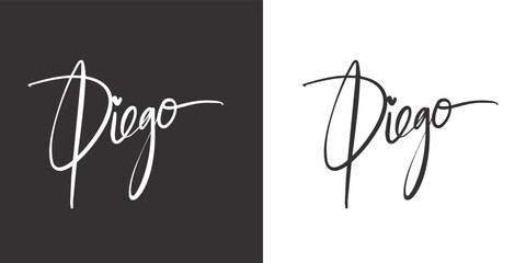 Logo Diego name lettering calligraphy modern typography and print