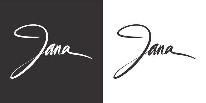 Logo Jana name lettering calligraphy modern typography and print