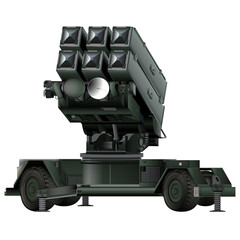 Anti - aircraft air defense system Aspide in realistic stule. Skyguard NASAMS. MIM-104 Patriot. Colorful PNG illustration.
