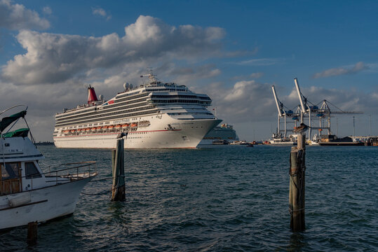 Port Canaveral, Florida, USA. 2022. Cruise ship departing Port Canaveral, Florida, USA.