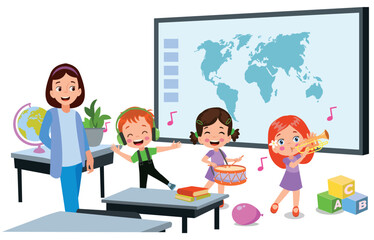 cute students in class at school