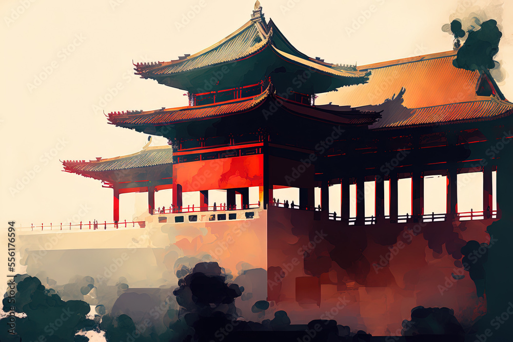 Canvas Prints Chinese historical architecture Beijing's Forbidden City in China. Generative AI