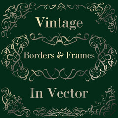 Seamless monogram vintage corners and borders in vector. For printing on wedding cards and invitations. 