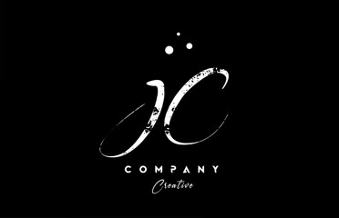 vintage JC alphabet letter logo icon combination design with dots. Creative hand written template for company