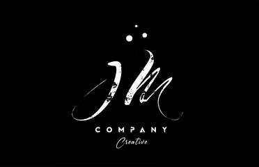 vintage JM alphabet letter logo icon combination design with dots. Creative hand written template for company - obrazy, fototapety, plakaty