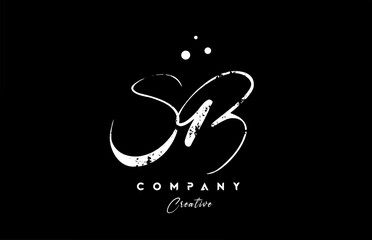 vintage SB alphabet letter logo icon combination design with dots. Creative hand written template for company